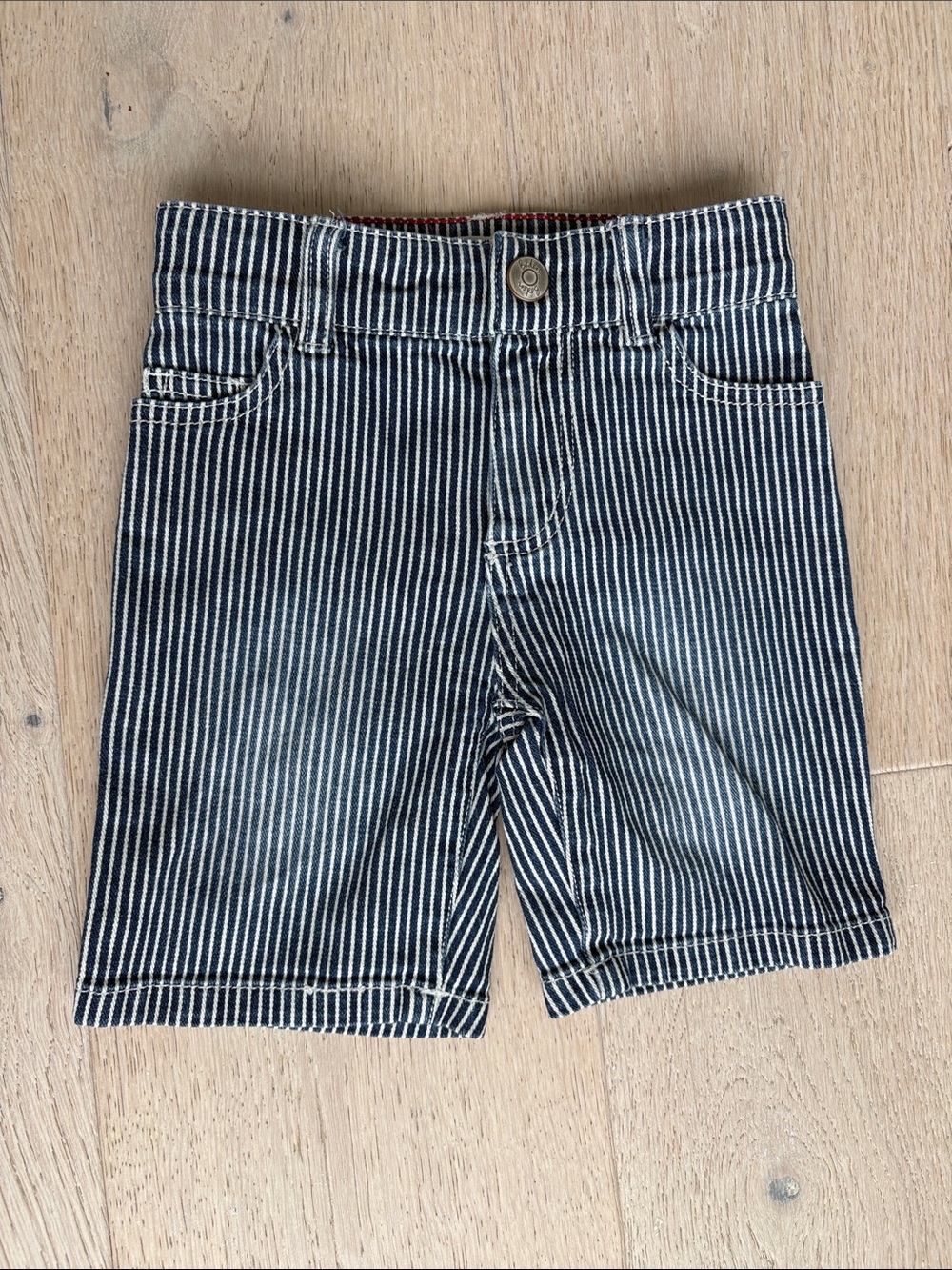 Mini Boden Navy and White Striped Kids Shorts
